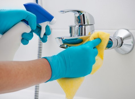 Commercial office cleaners in Surrey polishing reception areas